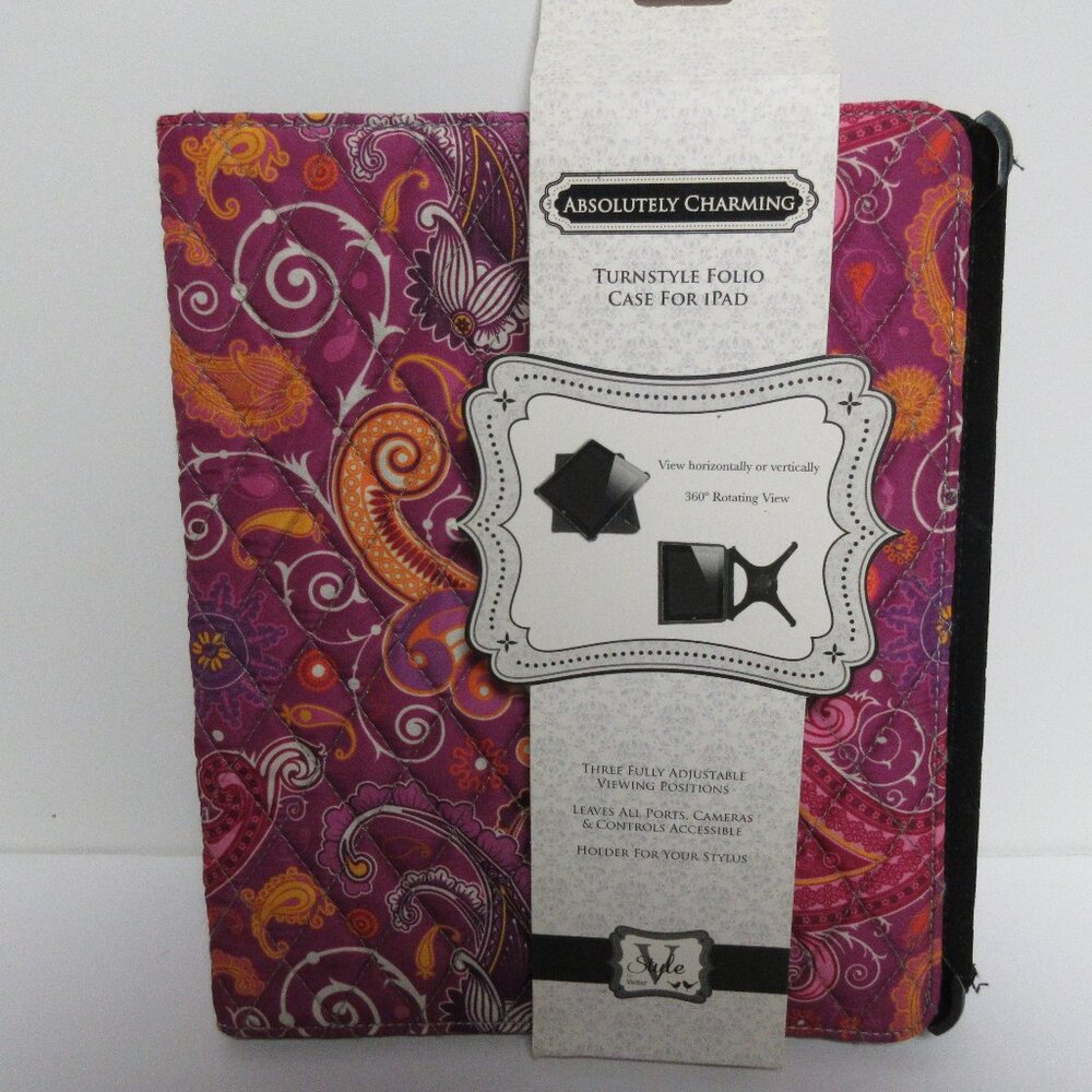 Absolutely Charming Turnstyle Folio Case For iPad by VIVITAR 360° Rotating View
